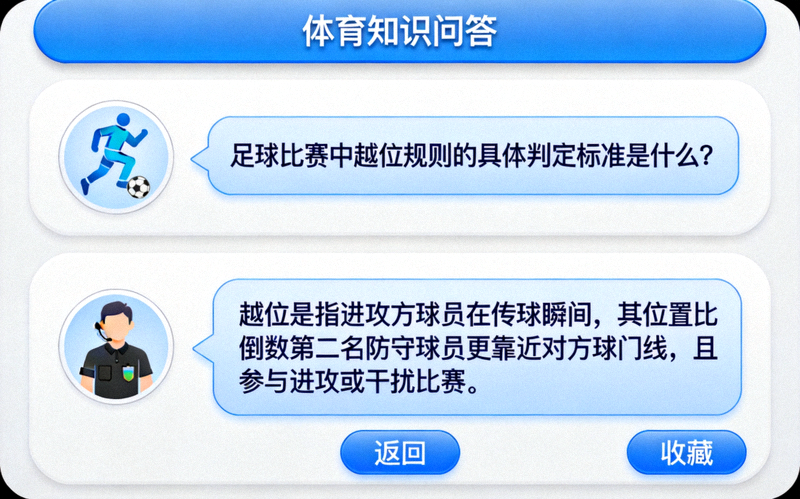 体育知识问答界面 - 显示用户提问与专家解答的对话流程